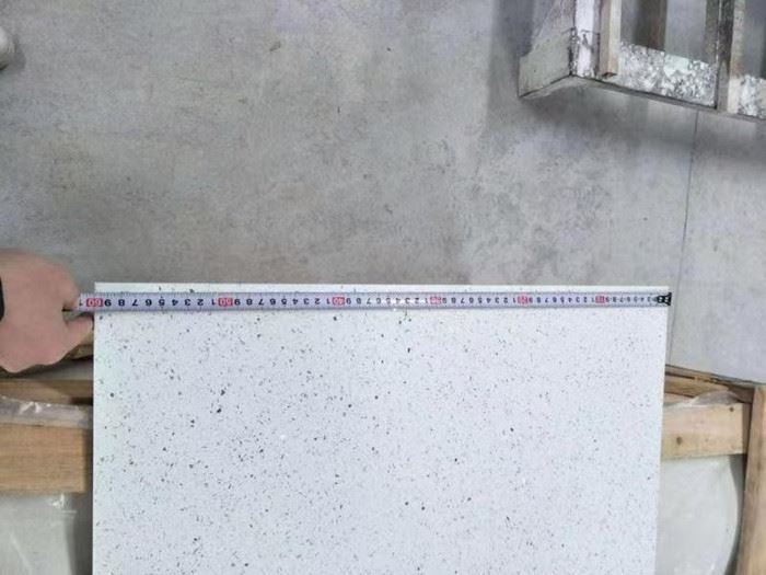 Stardust white quartz tiles for vanity