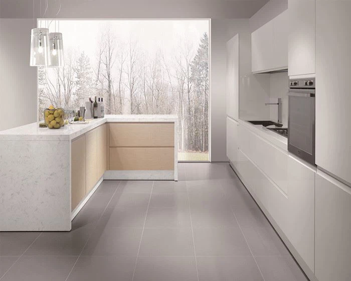 white and gray quartz countertops for kitchen