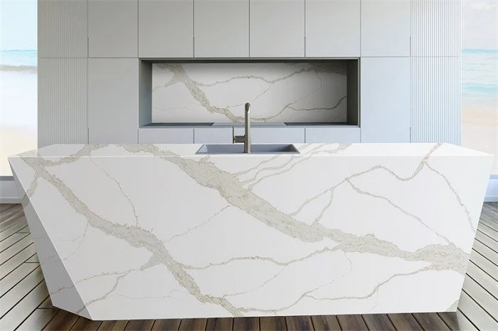 white quartz kitchen island countertops