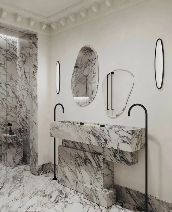 Arabescato Marble Bathroom floor tiles