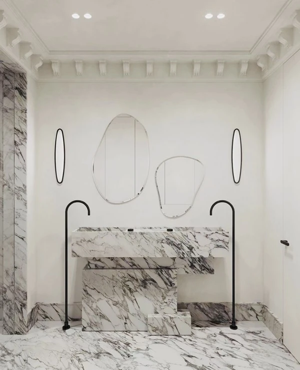 Arabescato Marble Bathroom floor