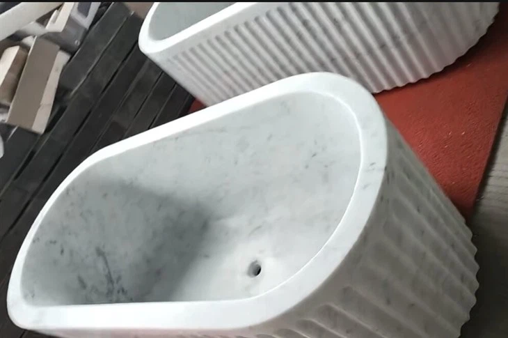 White Carrara Marble Bathtub