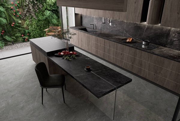 Dark Grey Sintered Stone Kitchen Countertop