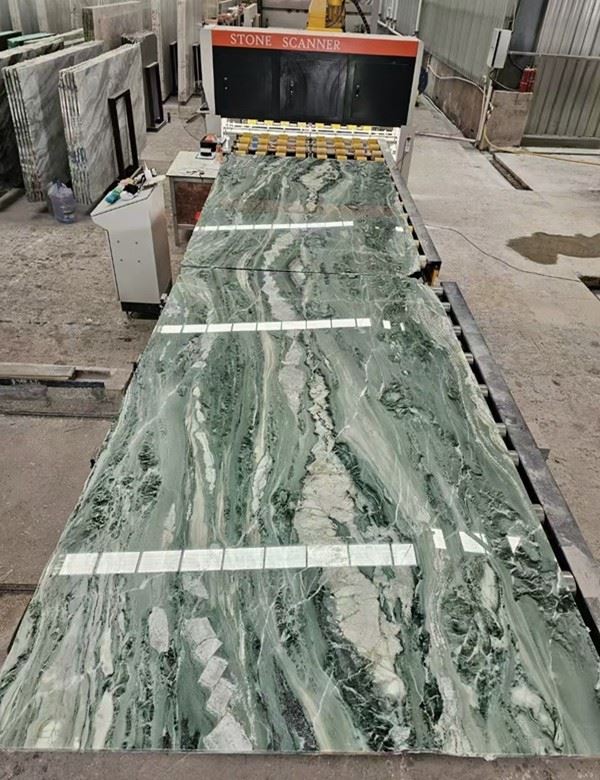 Green and White Marble Slabs